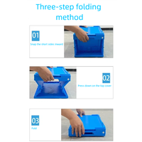 SHUNMEI 600x400x220mm Conteneur pliable écologique et durable, boîte de rangement empilable avec petite porte latérale longue, bleu