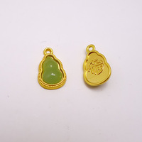 Nouveau pendentif en alliage imitation jade électroplaqué or, style chinois, avec motif de lotus et boucle de paix, pour bijoux DIY