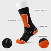 Chaussettes de ski hautes rembourrées pour l'extérieur, chaussettes de snowboard montantes avec coussinets renforcés au talon et aux orteils, chaussettes de sport d'hiver