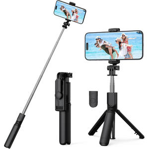 Perche à selfie extensible avec trépied, télécommande Bluetooth pour selfies, streaming en direct, enregistrement vidéo, compatible avec tous les téléphones portables - Product Image 1