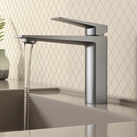 Robinet de salle de bain moderne en laiton couleur canon de fusil, à capteur tactile, à monter sur plan, monotrou, finition polie, poignée unique, cartouche céramique 5