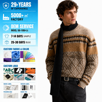 Pull en tricot jacquard Fair Isle vintage pour homme, col rond, color block, effet duveteux, décontracté, hiver, OEM ODM