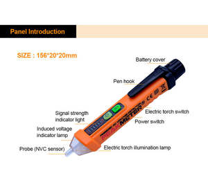 Пиковый измеритель PM8908C, профессиональный тестер низкого напряжения, Бесконтактный детектор напряжения, ручка, диапазон измерения 12 - 1000 В - Product Image 2