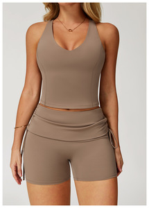 Nouveaux shorts de sport athlétiques effet seconde peau, taille haute, double couche, sans couture avant, coupe ajustée, avec cordon de serrage réglable, pour la course - Product Image 6