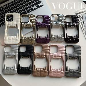 Galvanoplastia Hollow Tiger Teeth 3D TPU a prueba de golpes para iPhone 14 Pro 15 15 Pro Max <span class=keywords><strong>Fundas</strong></span> para teléfonos Anti-Drop Back Cover 16 Pro - Product Image 6