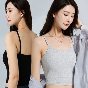 Wholesale OEM Custom Logo Women's Summer <strong>Cami</strong> Tank <strong>Tops</strong> Ribbed Stretchy Crop Camisole with <strong>Built</strong>-<strong>in</strong> <strong>Bra</strong> Pads Breathable - Product Image 2