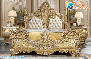 Meuble de chambre à coucher en bois de teck, sculpté à la main, taille King, article de luxe moderne, lit en bois Antique Premium pour la maison - Product Image 4