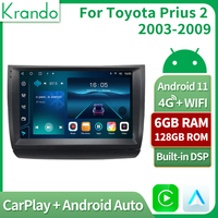 Krando Radio de coche de 9 pulgadas para Toyota Prius 2 2003-2009 unidad principal Android navegación GPS inalámbrico CarPlay DSP 4G tarjeta SIM autorradio