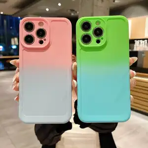 Casing ponsel murah, bahan TPU gradien warna ganda untuk iPhone 15 Pro Max 14 13 12 11 X XR 8 7 Plus pelindung belakang