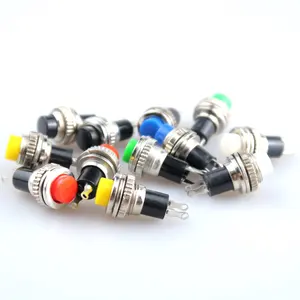 10pcs White Red Green Blue Black Yellow Panel Mount Round Normal Open NO 10mm Momentary OFF-(ON) Push button Switches DS-314/316