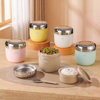 PINKAH Boîte à lunch isotherme personnalisée de 690 ml en acier inoxydable avec bol intérieur et sac de transport pour le bureau et les voyages