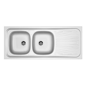 Fregadero de Cocina de Acero Inoxidable de 120x50 cm con Doble Cubeta y Escurridor Izquierdo - Product Image 1