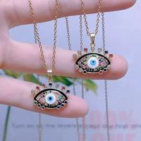 Collier personnalisé avec main de Hamsa et œil du diable, bijoux de protection porte-bonheur, plaqué or 18 carats, base en laiton