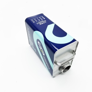 Bidon d'huile moteur en fer blanc de 4 litres, carré et rectangulaire, avec impression offset et bouchon à vis - Product Image 5