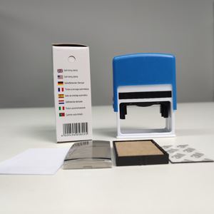 Rectángulo 47*18mm marca de autoentintado azul Oficina sello automático <span class=keywords><strong>Stamos</strong></span> de goma automático - Product Image 1