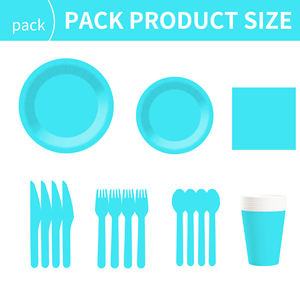 DAMAI - Juego de Vajilla Desechable de Papel Azul Brillante para Fiestas, Platos de 7 y 9 Pulgadas, Vasos de Papel y Servilletas - Product Image 6