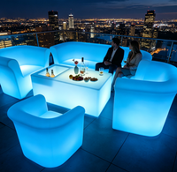 Verhuurbare buitenbar LED bar meubelsets met afstandsbediening, kleurveranderend, waterdicht, plastic LED verlichte bartafel en -bank