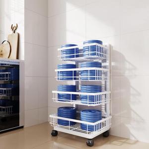 4 Camadas Ajustáveis Móveis Duráveis Rust Resistant Metal Trolley Prateleira De Armazenamento Rack 360 Rodas Rotativas Casa Cozinha Escritório - Product Image 5