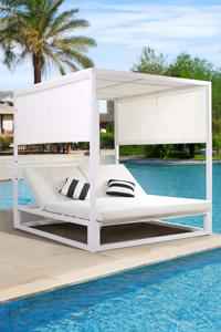 Chaises longues modernes à <span class=keywords><strong>double</strong></span> dossier avec cadre en aluminium pour l'extérieur, idéales pour les espaces <span class=keywords><strong>de</strong></span> loisirs, les piscines, la plage, les cours et les parcs. - Product Image 3