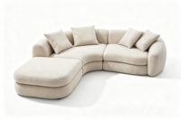 Canapé modulaire incurvé à profil bas FERLY, tissu performant, accoudoir simple, pour salon