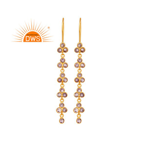 Natural Amethyst Gemstone Earring Gold Plated <b>Silver</b> Floral Longing Designer Earring Jewelry Supplier Classic Collection - Product Image 1