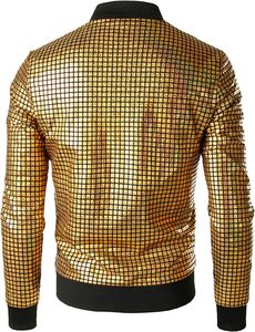 Chaqueta Bomber Varsity ligera con cremallera para hombre Nueva moda 70s Estilo de fiesta <span class=keywords><strong>disco</strong></span> para Halloween - Product Image 2