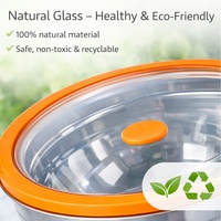 Bol à salade professionnel en acier inoxydable 1,4 L/2,8 L/4,7 L avec couvercle en verre trempé anti-fuite pour chefs et entreprises de restauration