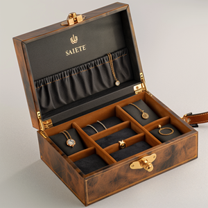 صندوق تخزين المجوهرات المحمول بالجملة مع شعار مخصص، حافظة من الجلد الصناعي للخواتم والأقراط والقلائد - Product Image 1