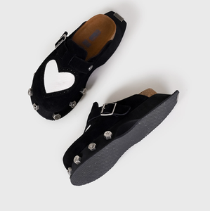 Xinzirain Logo personnalisé femmes <span class=keywords><strong>Mohair</strong></span> 4cm semelle épaisse sabot chaussures léger plat Style décontracté motif coeur Mule sabots pour dames - Product Image 5