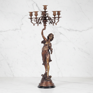 Une pièce de candélabre <span class=keywords><strong>en</strong></span> laiton <span class=keywords><strong>doré</strong></span> à l'or fin de style europé<span class=keywords><strong>en</strong></span>, à 5 bras, avec figurines de nymphes, pour la décoration intérieure et la religion - Product Image 3