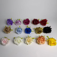 YL Fabrik Großhandel Handgefertigte Künstliche Seidenrosen-Blütenköpfe 15 Farben 6cm Wanddekoration für Hochzeit & Zuhause
