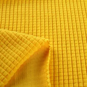 Spunta giallo filato tinto jacquard cialda tessuto pile micro polare del panno morbido