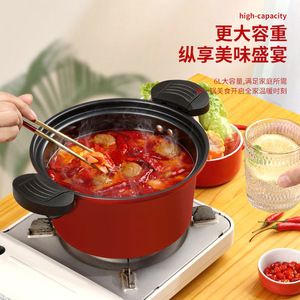 Olla para sopa amarilla antiadherente con tapa aislada para cocinas de inducción, olla para guisos de 1 litro de capacidad, olla a presión universal - Product Image 3