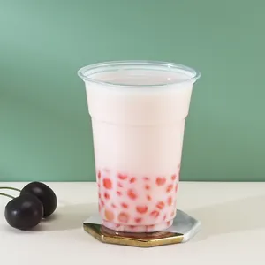 Özel tek kullanımlık plastik bardaklar 98 kalibreli 16oz 500ml soğuk buzlu kahve evcil hayvan kabı logo baskılı smoothie babo çay bardağı