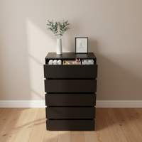Commode à tiroirs en bois, commode haute pour salon, commode moderne, organisateur de rangement, meuble de rangement, noir