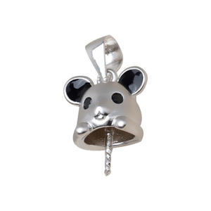 Pendentif souris du zodiaque en argent S925, 8-11 perles, accessoires de bricolage, support vide, 2987, composants de bijoux, tête, cheveux de fœtus - Product Image 5