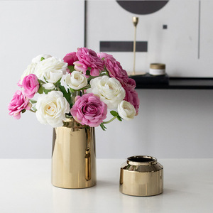 Vente en gros de vases à fleurs de mariage les plus récents centre de table décoration de table vase en céramique dorée de luxe pour la décoration - Product Image 3