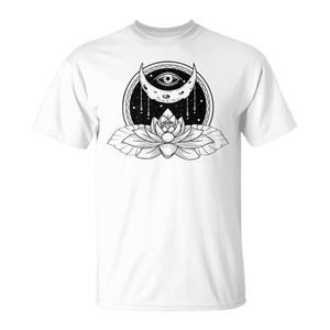 Camiseta Premium con Símbolo Místico del Tercer Ojo, Loto y Luna Creciente Sagrada - Product Image 1