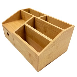 Bamboo <b>Storage</b> <b>Box</b> Rectangle Office Organizer No Lid Desktop <b>Drawer</b> Organizer For Home Office Living Room - Product Image 1
