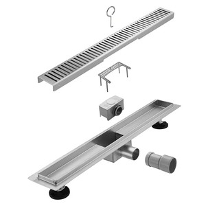 Drain de douche linéaire moderne éclairé de 24 pouces en acier inoxydable 304 réglable avec filtre à cheveux pour extérieur, sous-sol et salle de bain - Product Image 2