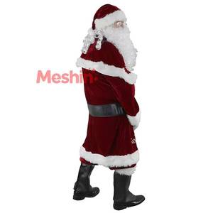 Costume de Père Noël pour hommes, tenue de Noël en polyester pour adultes, costume de cosplay pour fête de fin d'année, ensemble complet avec chapeau et barbe - Product Image 3