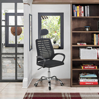 Chaise de bureau de direction ergonomique haut de gamme réglable en hauteur, en tissu noir, avec base en acier, accoudoirs fixes, design rotatif, style moderne