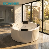 Bañera de Hidromasaje Moderna de Acrílico y Madera con Calefacción Termostática y Altavoz Bluetooth para Hotel, Interior/Exterior