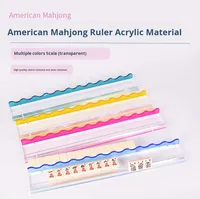 Règle de Mahjong style juif américain 2-en-1 (règle et support de tuiles) avec tige de poussée, support de Mahjong 17,5 pouces en ABS, pour 4 joueurs