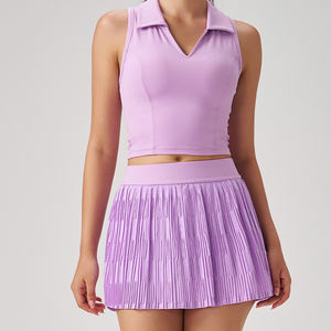 Nouvel Arrivage Ensemble de Sport Femme : Débardeur de Yoga à Bonnets Intégrés et Mini-Jupe Anti-Exposition Deux-en-un, Coupe Ajustée pour Pilates et Tennis - Product Image 5