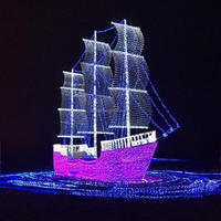 Décoration lumineuse nautique de qualité commerciale, sculpture lumineuse LED extérieure en forme de voilier pour les expositions de vacances