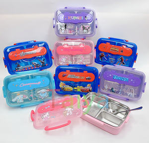 Kotak makan siang piring terpisah anak-anak kelas makanan Avennger Super Hero 304 baja tahan karat kotak makan siang terisolasi untuk anak laki-laki perempuan - Product Image 6