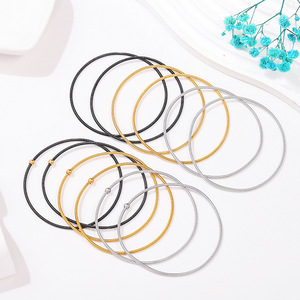 Accesorios de joyería DIY personalizados, círculo redondo, metal plateado, oro, venta al por mayor, pulsera de acero inoxidable para mujer - Product Image 1