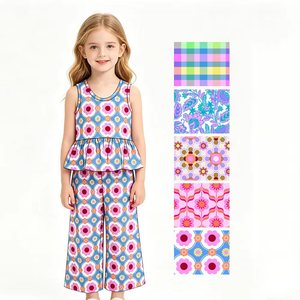 Tenues pour bébés filles : Haut débardeur confortable à volants à motifs floraux personnalisés et pantalon droit, Vente en gros, Styles assortis pour sœurs, Vêtements d'usine - Product Image 1