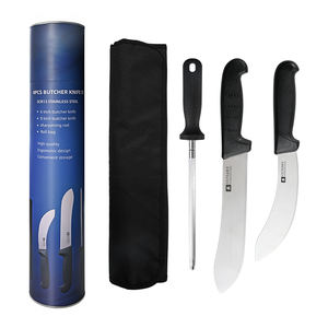 Ensemble de couteaux de chef et de <span class=keywords><strong>boucher</strong></span> en acier inoxydable 4 pièces avec aiguiseur pour la maison et la cuisine professionnelle - Product Image 1
